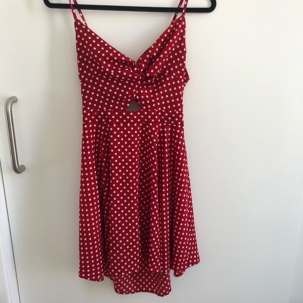 SheIn Red Polka Dot Cutout Dress